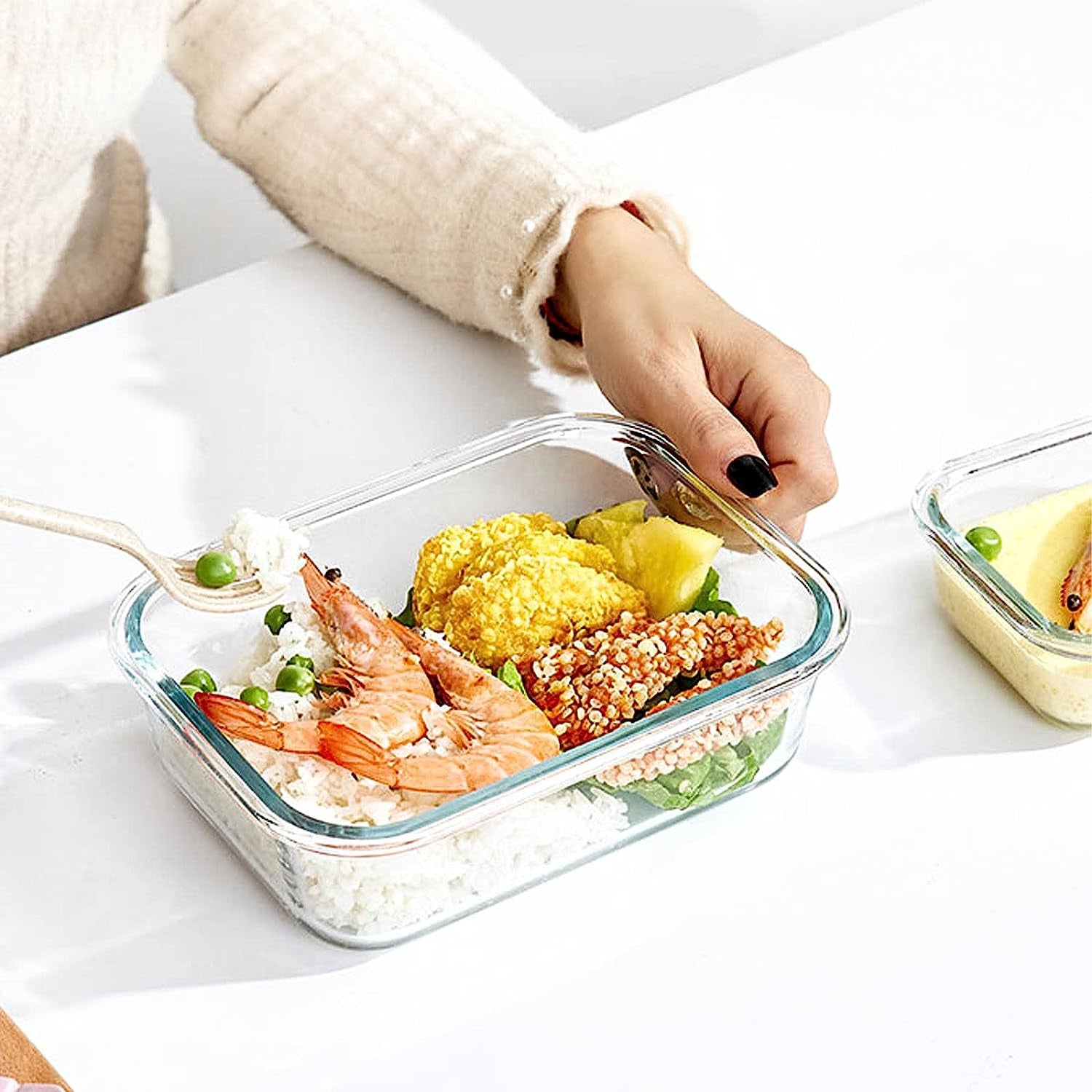 10 Pieces Glass Meal Prep Containers, Food Storage Containers with Lids Airtight, Glass Lunch Boxes, Microwave, Oven, Freezer and Dishwasher Safe 1040Ml and 410Ml